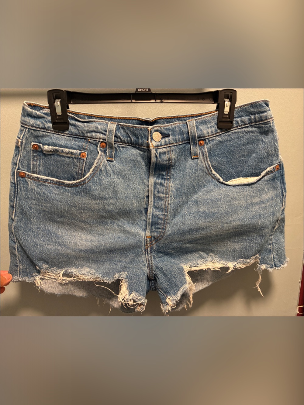Levi's Light Blue Distressed Denim Jean Shorts